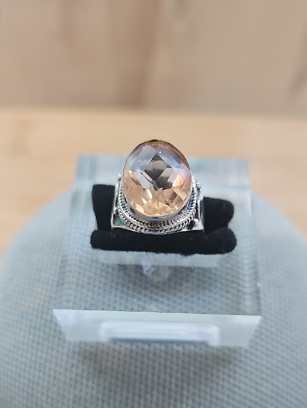 Sterling Silver Smoky Quartz Oval Statement Ring -